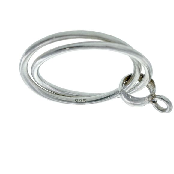 Vintage Sterling Silver 925 Double Circles minimalist Pendant - Picture 2 of 4